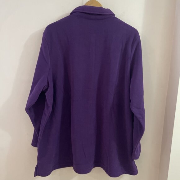 D&Co Womens Fleece Shirt Shacket Jacket Size 2X Purple Button Front Cozy NEW - Picture 3 of 9